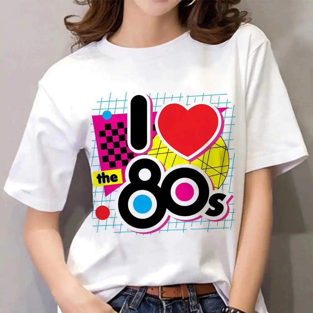 Футболка Love 80 с 3D-принтом для женщин, летняя, с круглым вырезом, короткими рукавами, свободный топ, повседневная футболка, свободный уличный стиль Harajaku