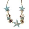 Fashion Marine Jewelry Starfish Pendant Necklace Shell Pearls Bracelet Alloy Texture Suitable for Women Beach Outfits