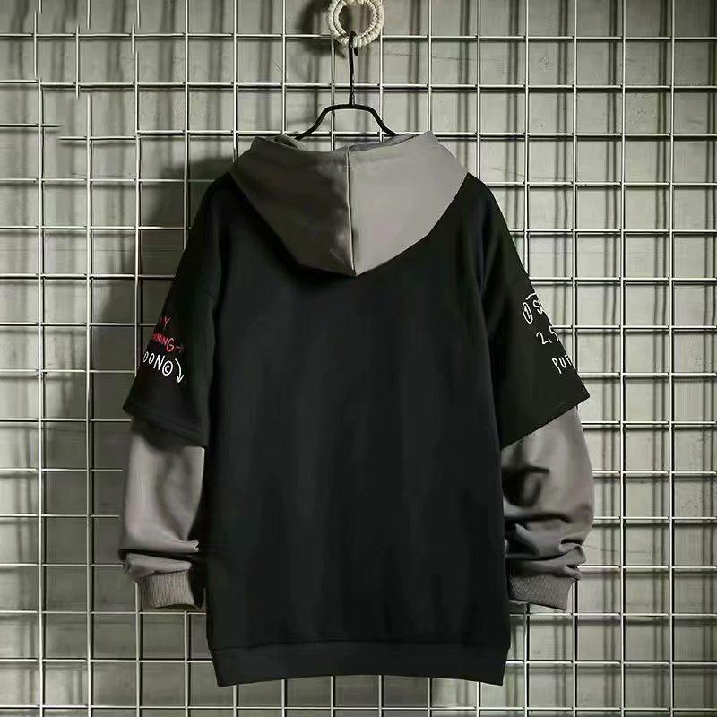 Весна Осень Мужской Свитер Ретро Толстовка с Капюшоном с Принтом Свободная Худи Флисовая Утепленная Куртка