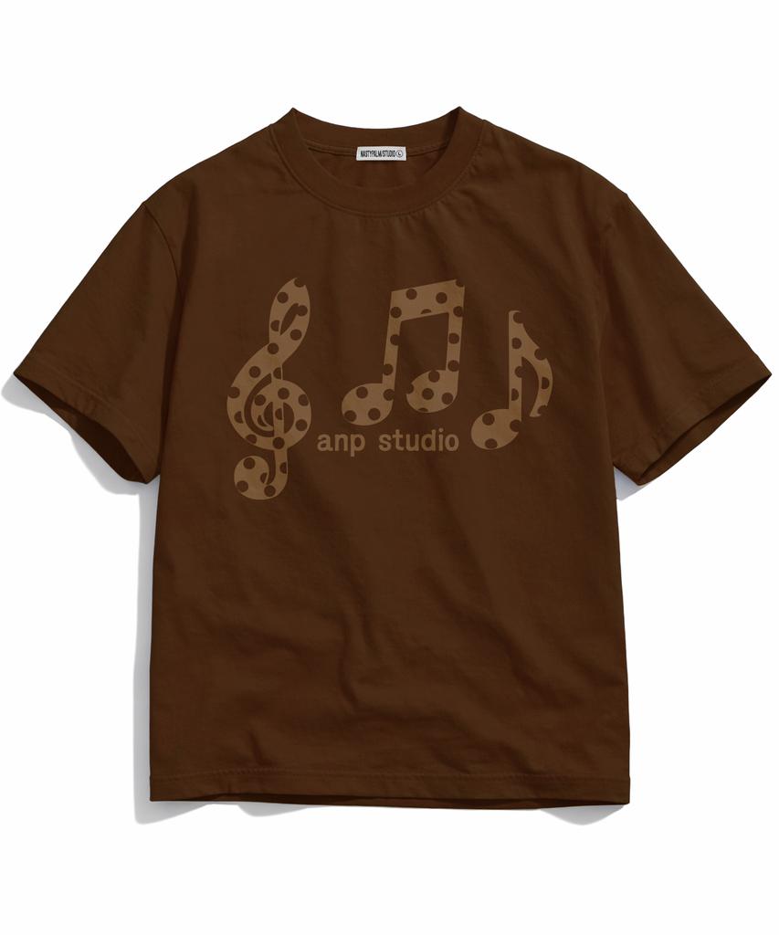 NP STUDIO Оверсайз футболка с коротким рукавом Sound Note [ Коричневый ]