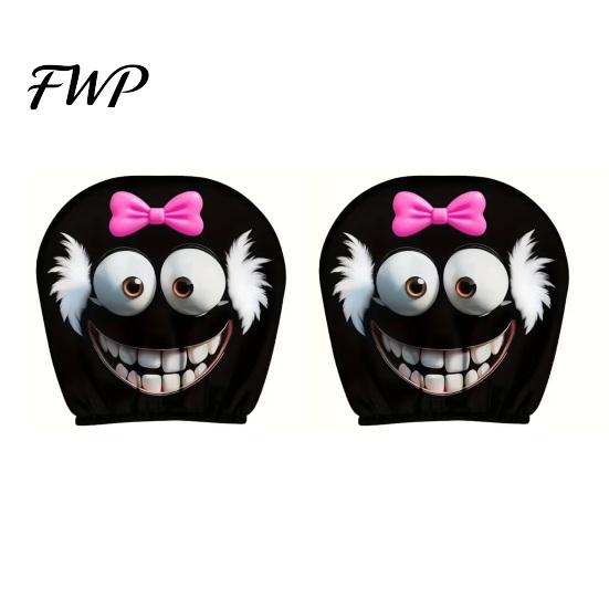 Decorative Car Headrest Protector Funny Covers, Ice Silk Double Side Breathable Cover Print, Stretchable Universal Auto Seat Neck Pillow Cartoon