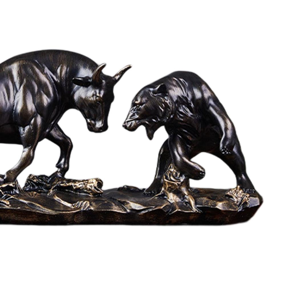 Статуя медведя и быка, фигурка боя, коллекционный орнамент, декор тонкой работы, корова
