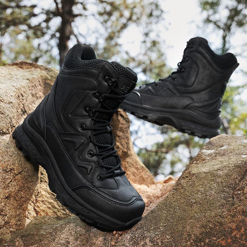 New Large Size Combat Boots PU Mesh Medium Top Wear-resistant Tactical Boots Outdoor Sports Hiking Shoes Hiking