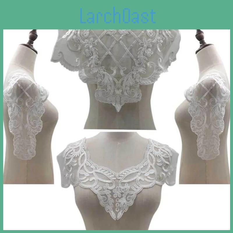 Beautiful Lace Floral White Embroidery Front Collar Rear Collar Sleeves Womans Clothing Sewing Accessories