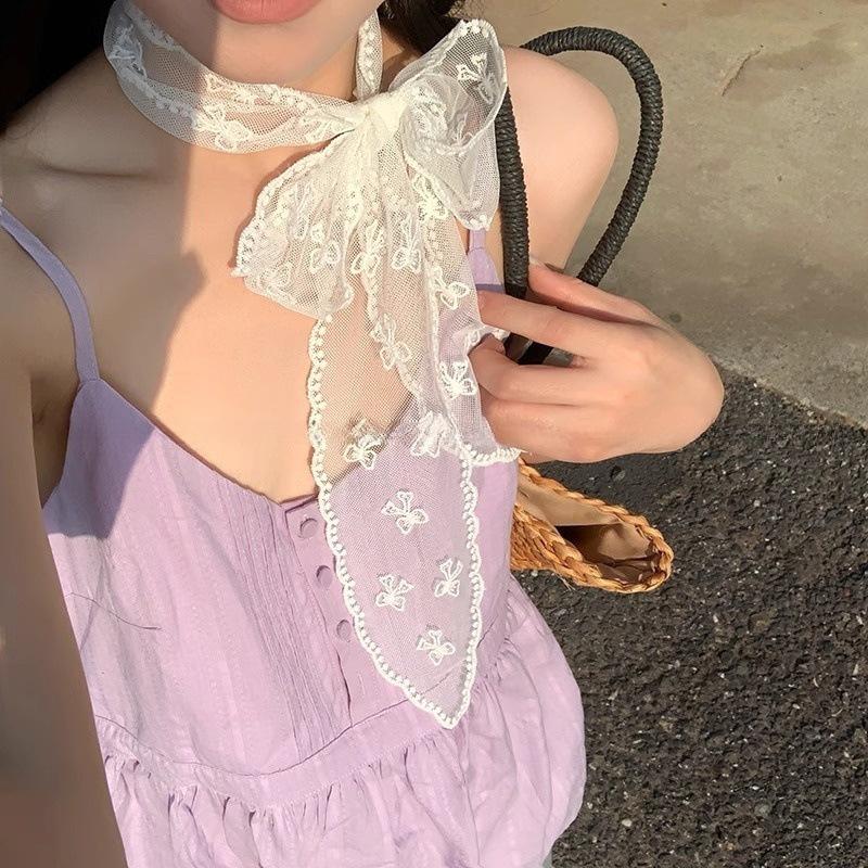 Корейский многофункциональный шарф в горошек, галстук, повязка для волос, аксессуар