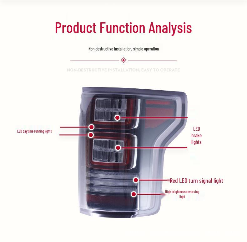 Совместим с 2015-2021 Ford Raptor F150: Светодиодный задний фонарь в сборе с дневными ходовыми огнями и стоп-сигналами