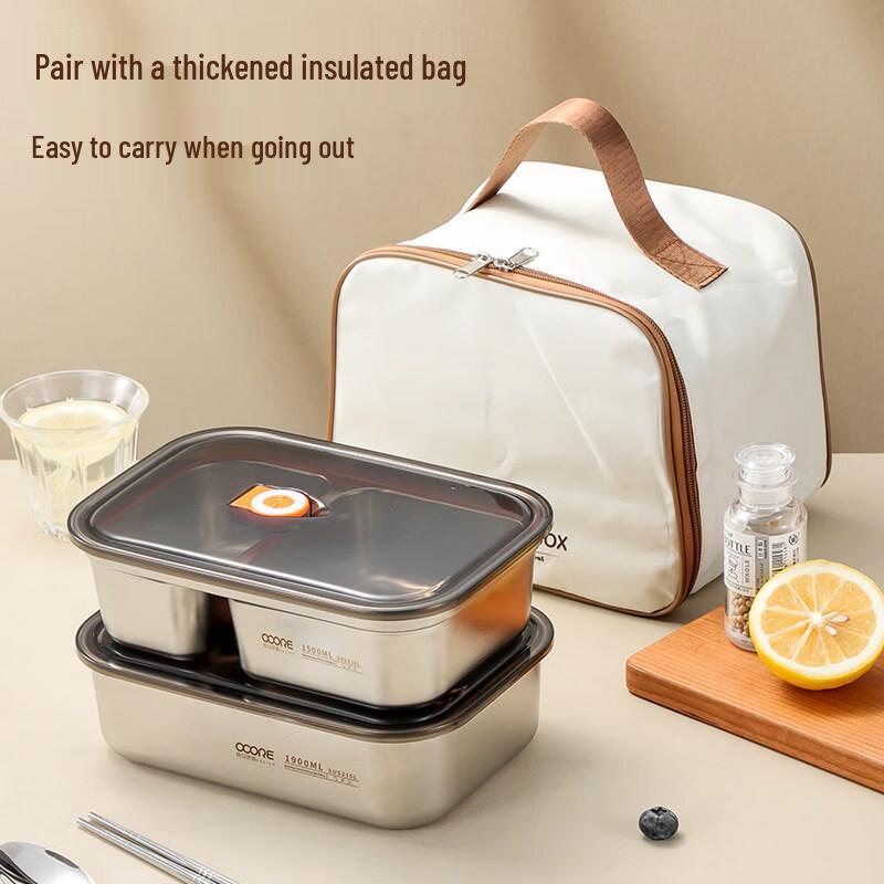 ZISIZ 316L Stainless Steel Microwave-Safe Divided Lunch Box