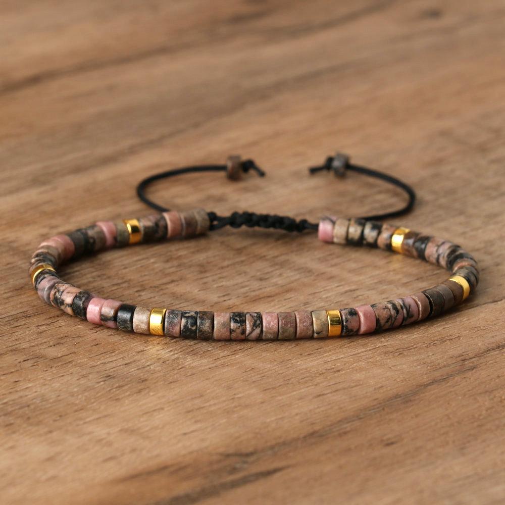 2x4mm Dainty Imperial Jasper Bracelet for Women Handwoven Adjustable Healing Stone Jewelry Alloy Main Material for Anniversary