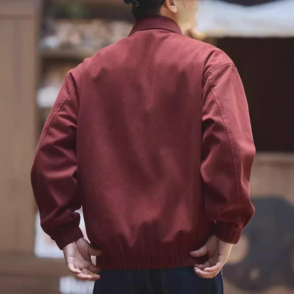 Мужская красная повседневная куртка Green Deer Retro Harrington на осень/зиму