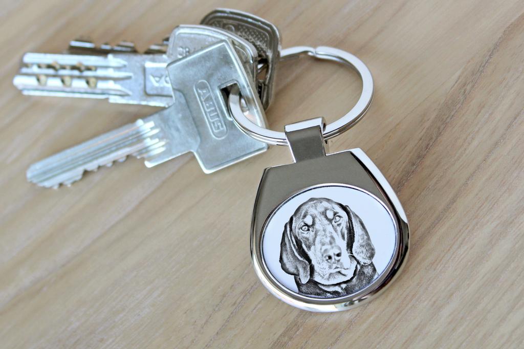 Black and Tan Coonhound I - Keychain with a Dog, Keychain with a Print, Personalized Pendant from the Art-Dog Brand