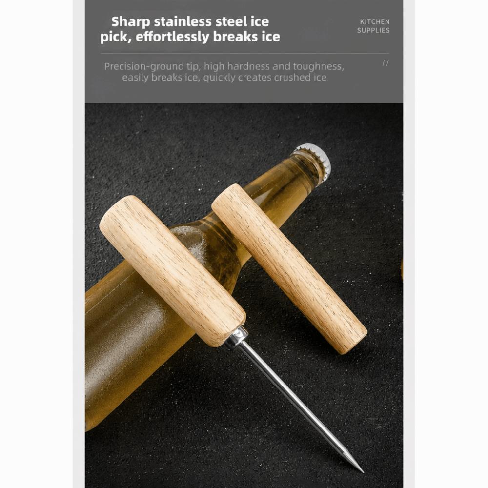 Wooden Handle Ice Crusher Stainless Steel Whiskey Ice Tool Whiskey Ice Tool Ice Shaver Bartender