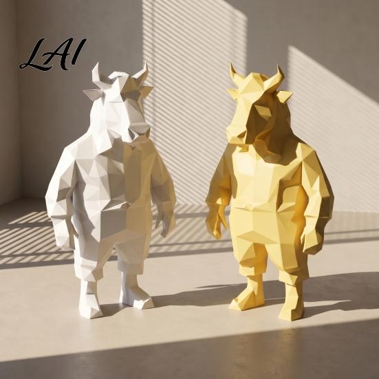 Minimalist Office Decor 3D Printed Geometric Animal Statue Figurine Bull Horse for Funny Cow Meme Desk Decor Modern Art Sculpture Gift Coworkers