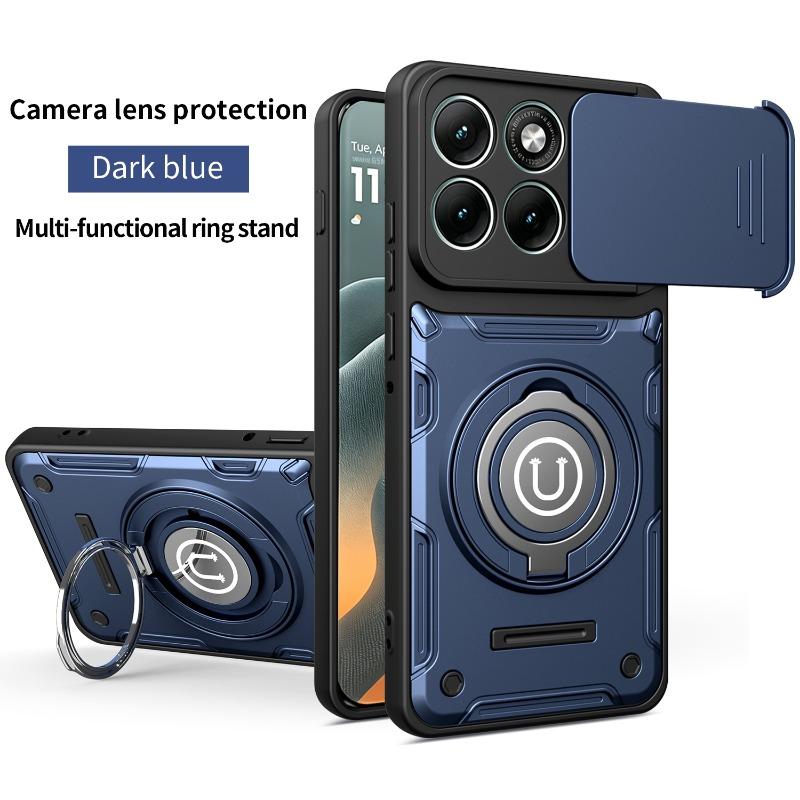 Чехол-слайдер с защитой линз для Motorola Edge 70 Fusion Поворотный магнитный держатель-кольцо Ударопрочный жесткий чехол