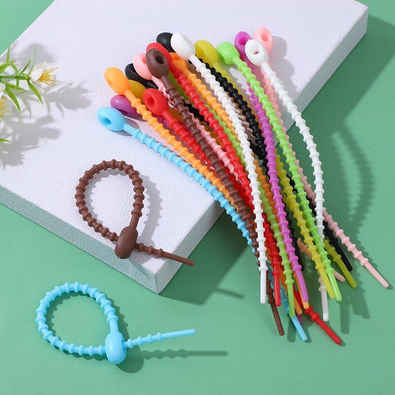 30Pcs Color Silicone Reusable Zip Tie Twist Wire 12cm Multi-Purpose Power Line Fixed Organizer Universal Releasable Cable Tie