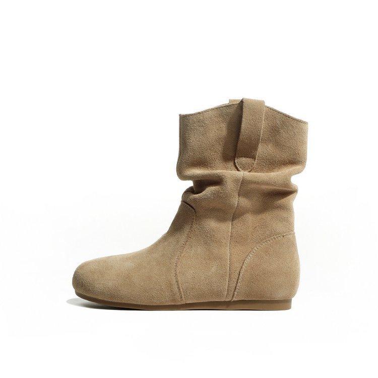 Ботинки на меху, полусапожки, женские, с круглым носком, на плоской подошве, короткие ботинки, новые осенне-зимние короткие ботинки