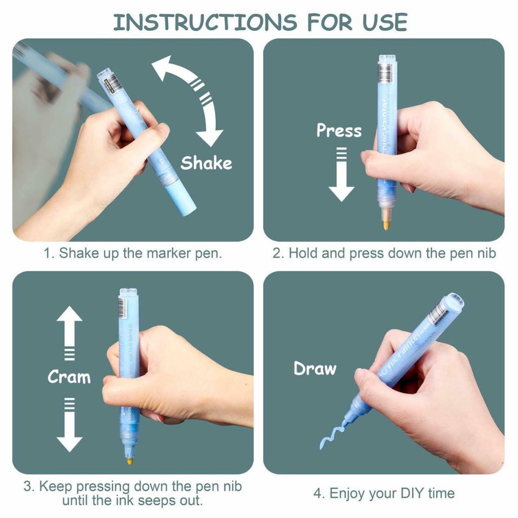 New 18 Colors Acrylic Marker Pens Set Permanent Paint Waterproof For Wood Stones