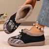 2025 Winter New Shoes Women's Cotton Shoes Velvet Warm Old Beijing Embroidered Versatile Women's Shoes