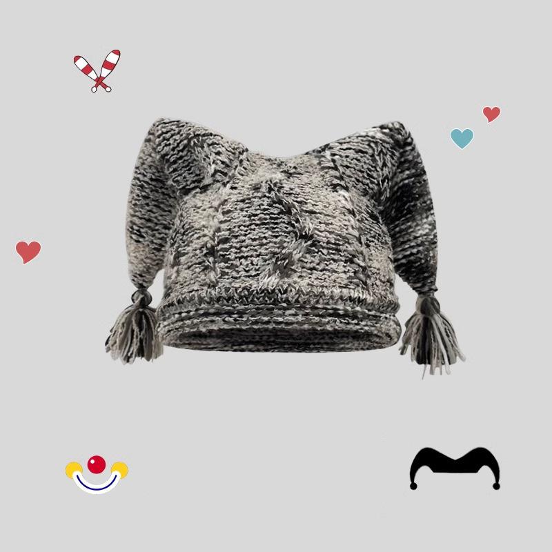 Niche designer personalized clown knitted wool hat for children to keep warm in autumn and winter Versatile big head circumference shows small tide