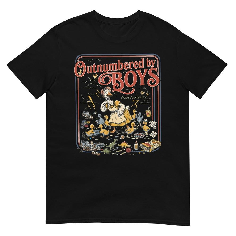 Outnumbered By Boys Goose Funny Boy Mom Life Meme Tshirt