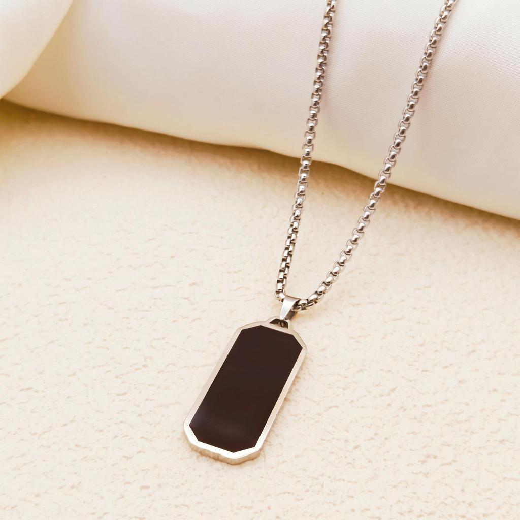 Геометрическое ожерелье-свитер из титановой стали цвета «приливной черный» - Унисекс хип-хоп аксессуар