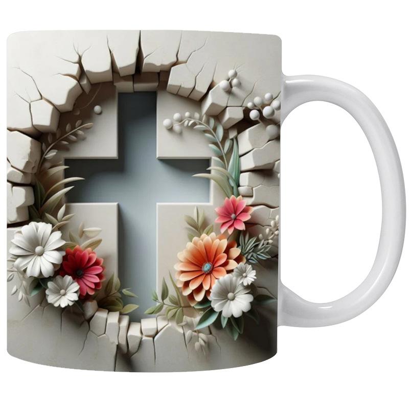 3D Cross Ceramic Coffee Mug Tea Mug New Hope Sunshine