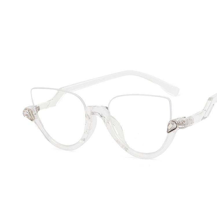 Новые женские треугольные очки в оправе, модные, индивидуальные, ретро, классические, с бриллиантами, полуоправа, простые очки