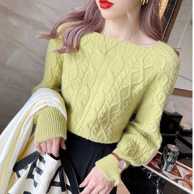 Осень-зима женские свитера с квадратным воротником короткие вязаные пуловеры трикотажные джемперы топы верхняя одежда