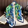 90*90CM Geometric Pattern Chain Dandelion Flowery Print Fashion Scarves Long Satin Silk Feeling Large Kerchief Head Wraps