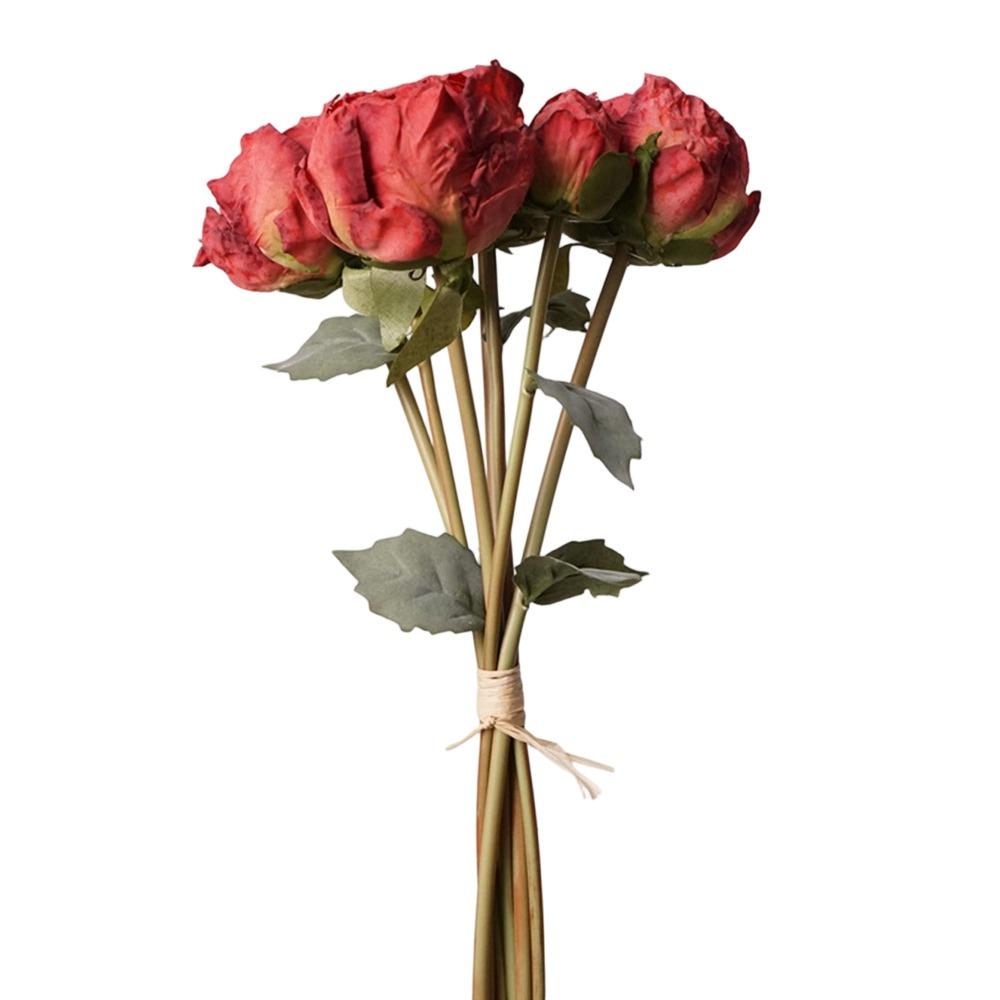 4 Flower 3 Buds Peony Artificial Flower Silk Petals Decorative Flower Photo Props