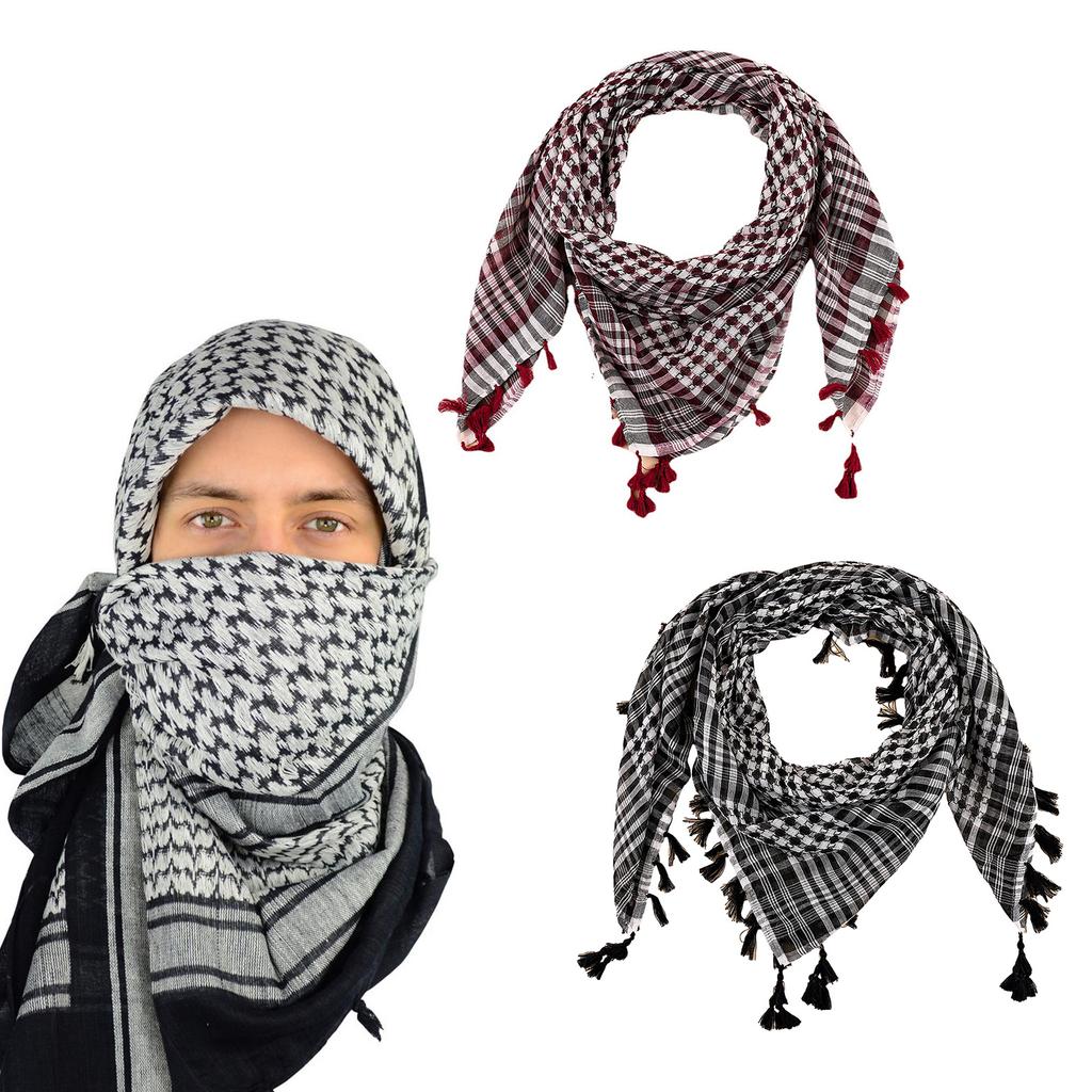 Multiuse Arafat Hijab Scarf Jacquard Shawl Scarf Adult Desert Arab Shemagh Headscarf Arabian Dubai Saudi Head Covering