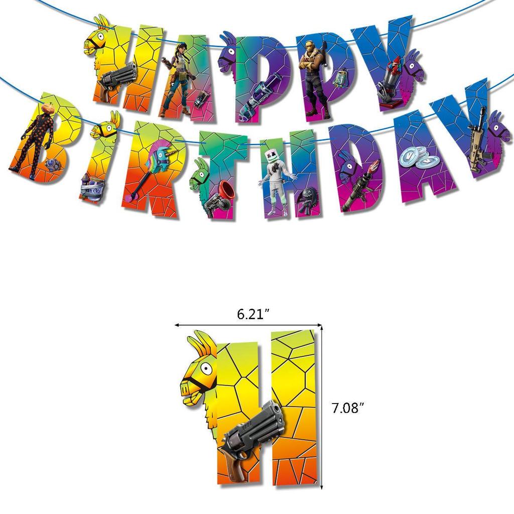 Fortnite Cake Topper Banner Flags for Birthday Party Decor