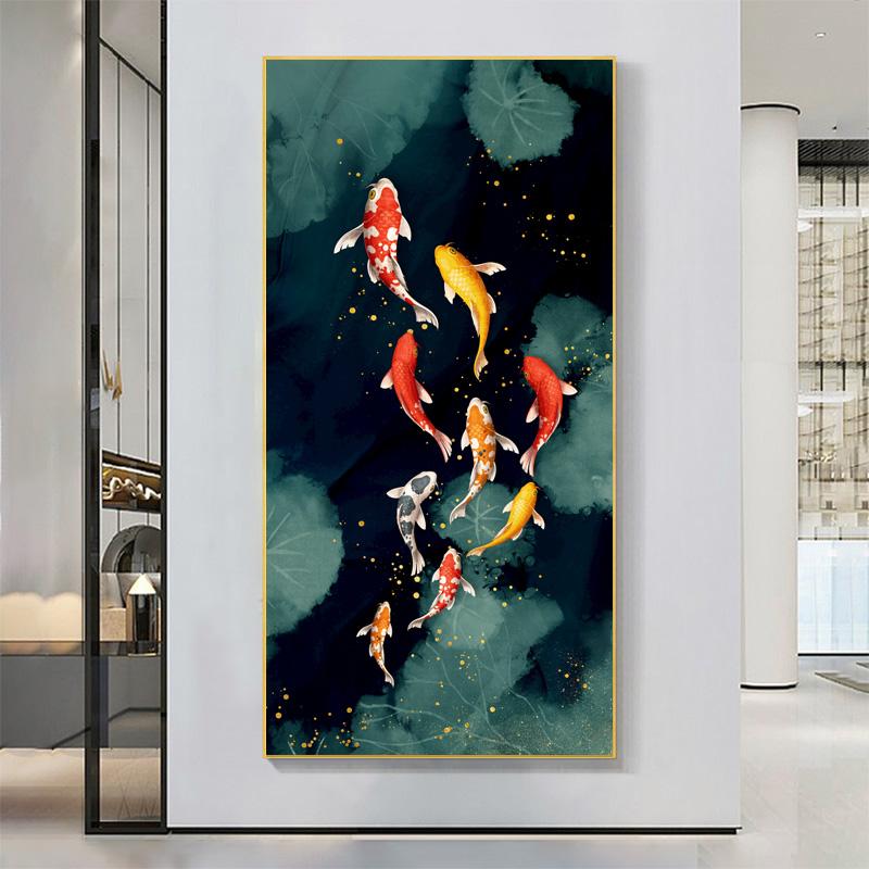 Картины с рыбками кои, современные постеры с животными, печать на холсте, абстрактные настенные художественные картины Куадрос для гостиной, домашний декор, БЕЗ РАМКИ