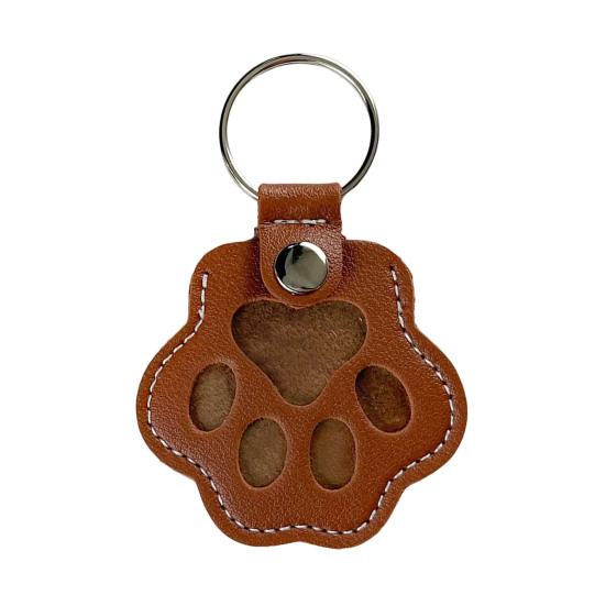 Pet Memorial Keychain Faux Leather Cat Claw Design Pet Hair Storage Pouch Pet Fur Keepsake Keyring for Pet Lovers