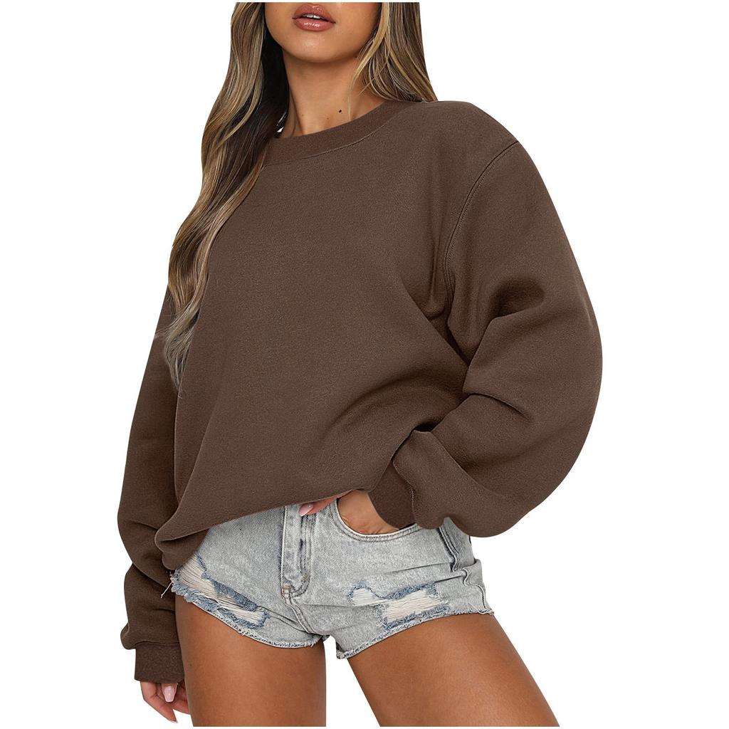 Women Autumn Winter Tops Women's Long Sleeve Sweatshirt Casual Crewneck Loose Fit Pollover Fleece Tops
