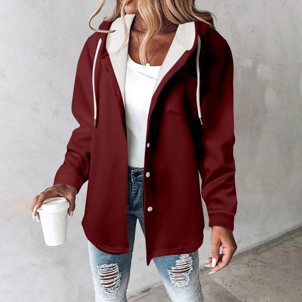 Флисовые толстовки с капюшоном для женщин, теплая толстовка с принтом, на пуговицах, на шнурке, с капюшоном, куртка, пальто