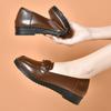 Туфли для женщин Офис Кожа Повседневные Коричневые Женские Туфли-лодочки Клиновидный каблук Тренд 2025 Стильная обувь Корейский стиль со скидкой Молодежные