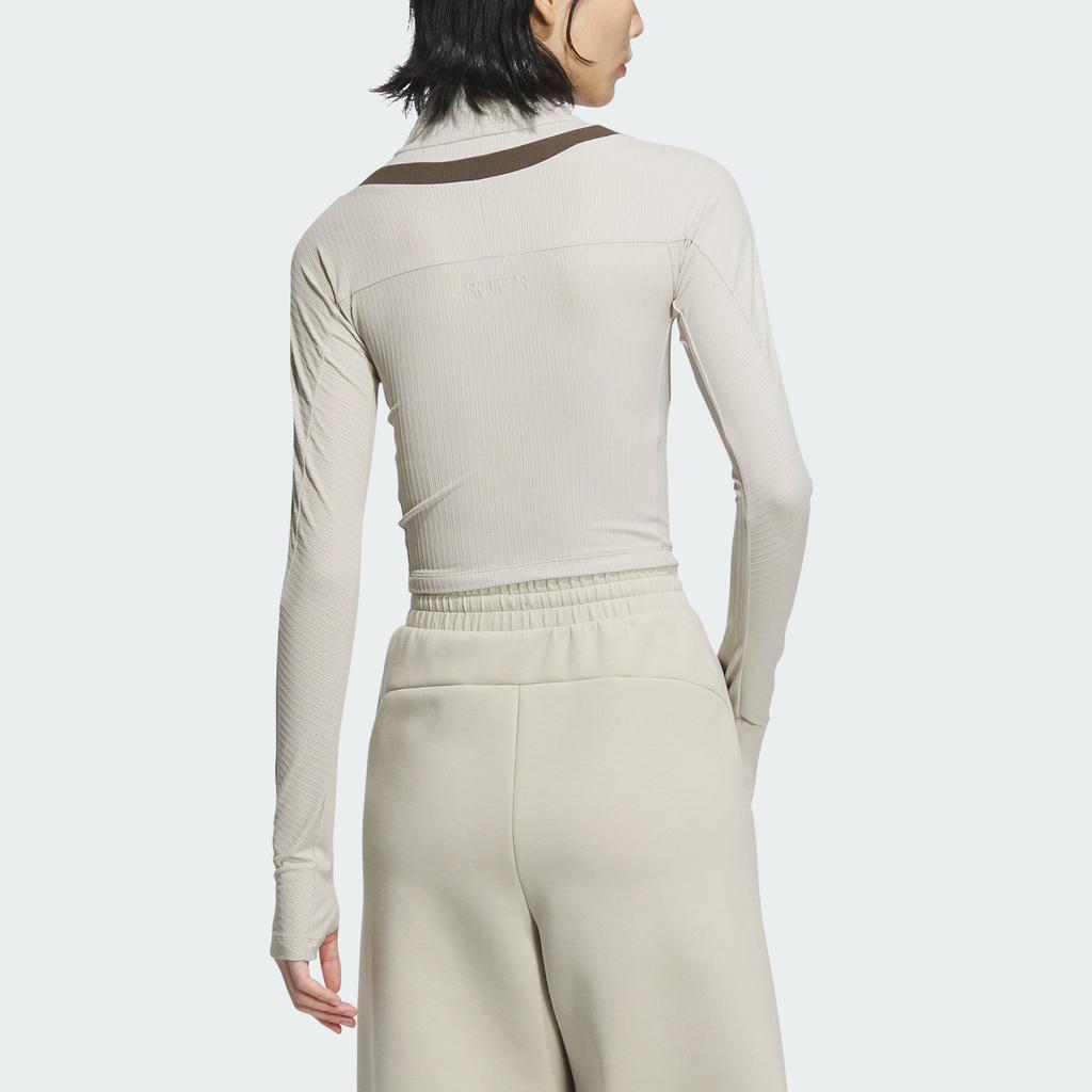 Adidas Future Style Pre Series Удобная спортивная повседневная облегающая футболка с длинным рукавом и регланами, женские топы светло-кунжутного цвета, земляно-серого цвета JM2453