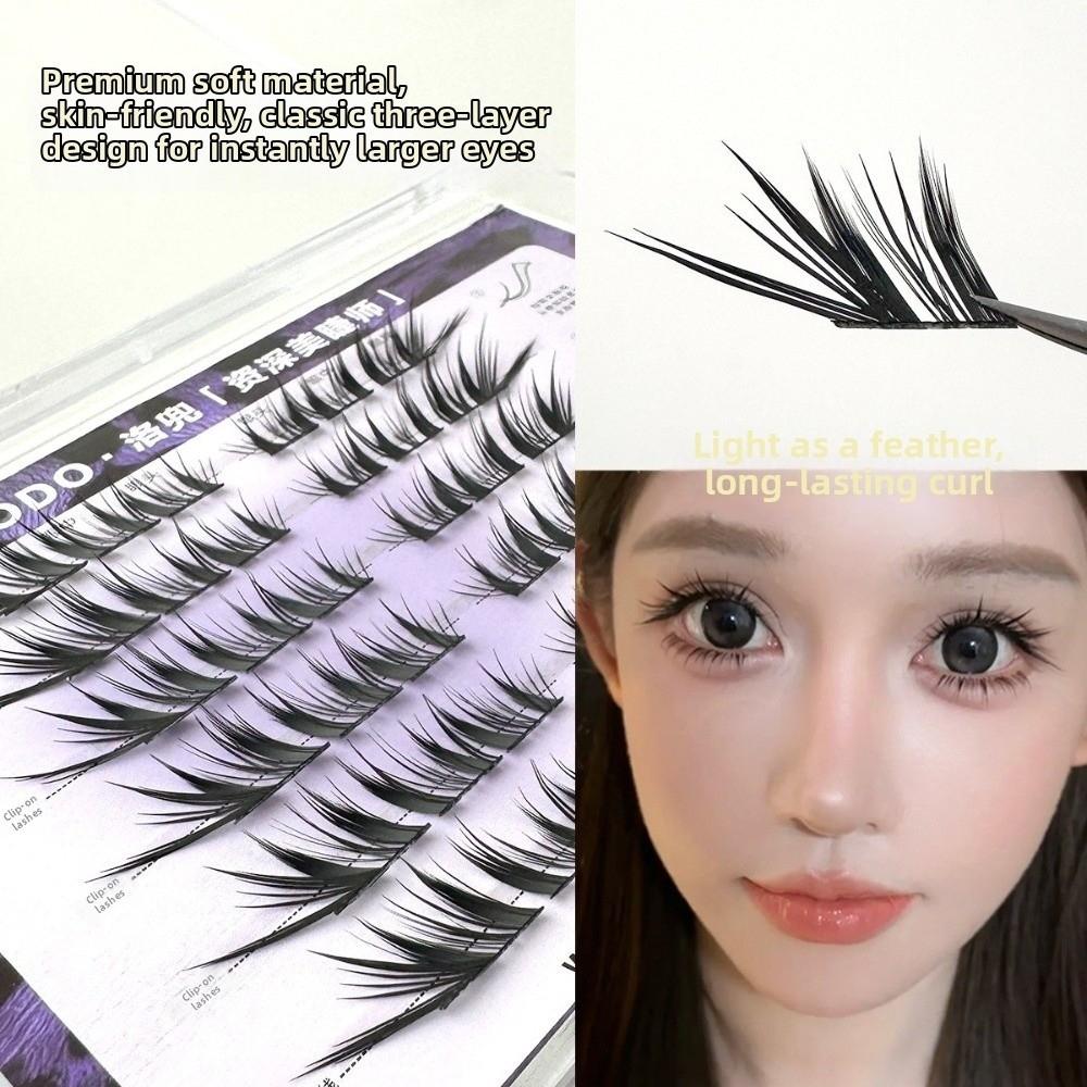 Comic Style Black Swan False Eyelashes Without Glue 6 Rows Fake Eyelashes  Party