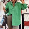 Loose Collar Shirt for Women Autumn Boyfriend Style Mid-Length Oversized Cardigan