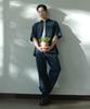 MINDBRIDGE [Couture] Регулируемые широкие джинсовые брюки с одной складкой
