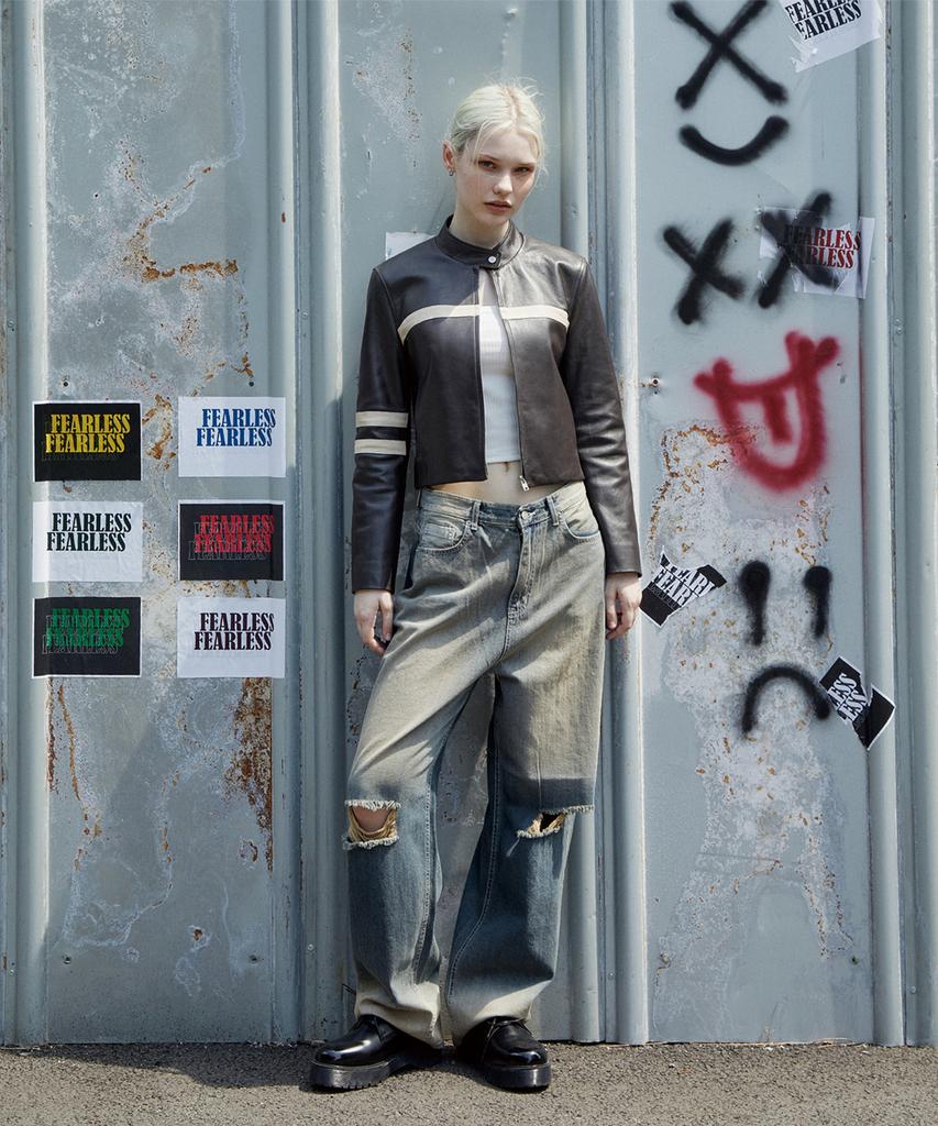 PINBLACK Vintage Dirty Distressed Denim Pants