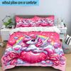 Rainbow Unicorns Garden 3pcs Bedding,Including 1pc Duvet Cover And 2pcs Pillowcases Perfect for Christmas,Ideal for Bedroom, Dormitory