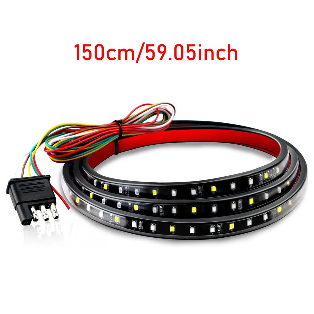47/60" Truck Tailgate Light Bar 108 LED Single Row Light Strip with Red Running Brake Lights Turn Signal White Reverse Light