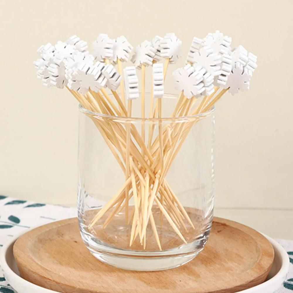100 шт./компл. бамбуковые рождественские фруктовые палочки одноразовые не ломающиеся коктейльные бамбуковые палочки гладкая поверхность шампур вилка торт