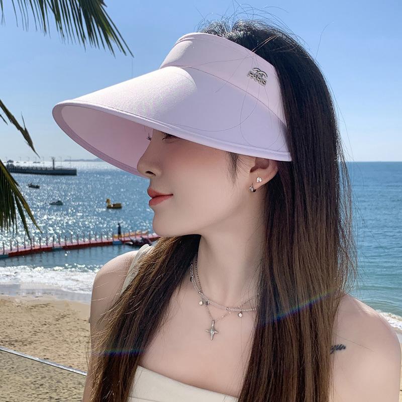 Summer Empty Top Sun Hat Women Double Shade UV Protection Large Brim Visors Korean Girls Fashion Versatile Color Match Beach Cap