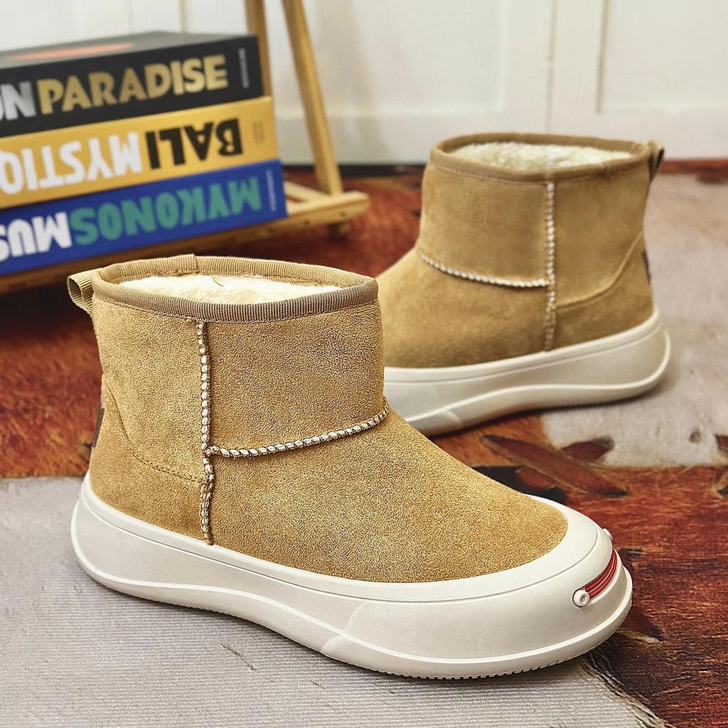 Men Leather High Top Snow Boots Fashion British Style Ankle Boots Men Autumn Winter Cotton Boot Anti Slip Outdoor Casual Shoes