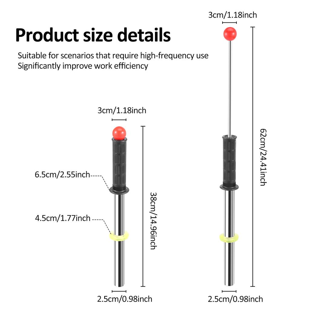 Iron Remover Magnets Retrieving Baton with Handle Absorber Silver NdFeB Pick Up Rod for Pickup Nails Screws and Metal Scraps