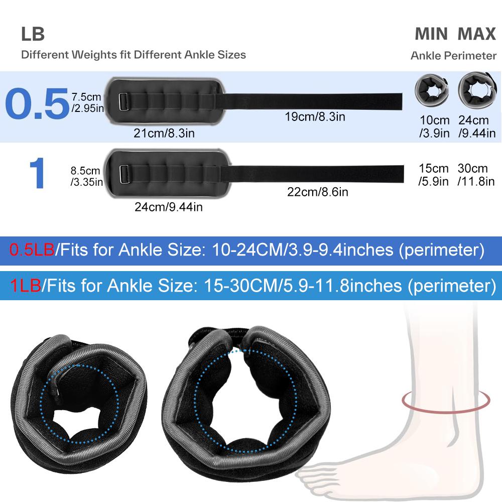 1 пара регулируемых утяжелителей для лодыжек и запястий - неопреновые утяжелители для ног и рук для женщин, мужчин, детей - силовые тренировки для бега, йоги, спортзала