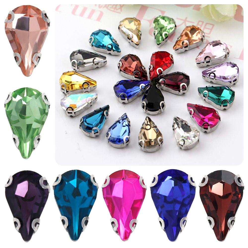 50 шт./упак. Пришивные блестящие стразы для шитья, форма капли воды, бриллиантовые бусины, украшение для рукоделия