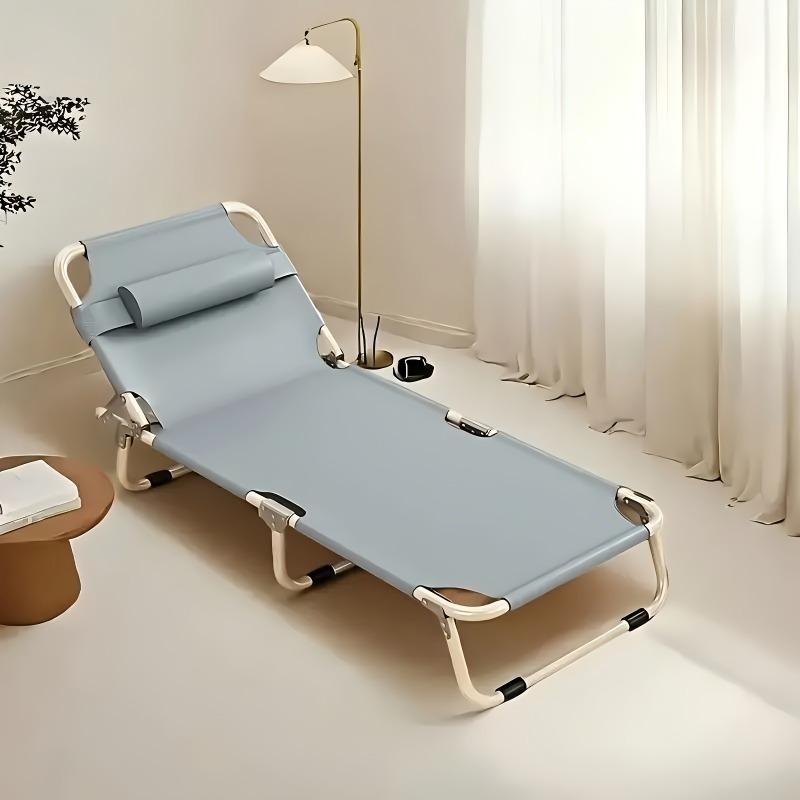 Multi-Scenario Folding Guest Bed - Compact Space-Saving Design with Sturdy Alloy Frame & Soft Grey Fabric, Ideal for Office